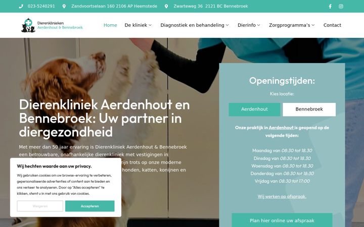 Screenshot of dierenkliniek-aerdenhout.nl