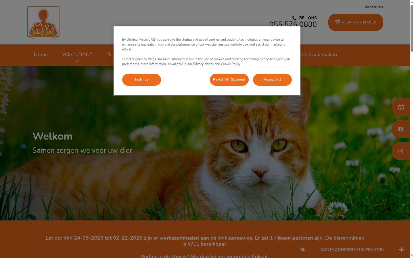 Screenshot del banner di consenso mostrato prima di qualsiasi interazione