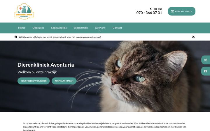 Екранна снимка на dierenkliniekavonturia.nl