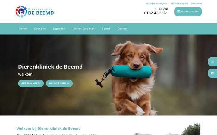 Екранна снимка на dierenkliniekdebeemd.nl