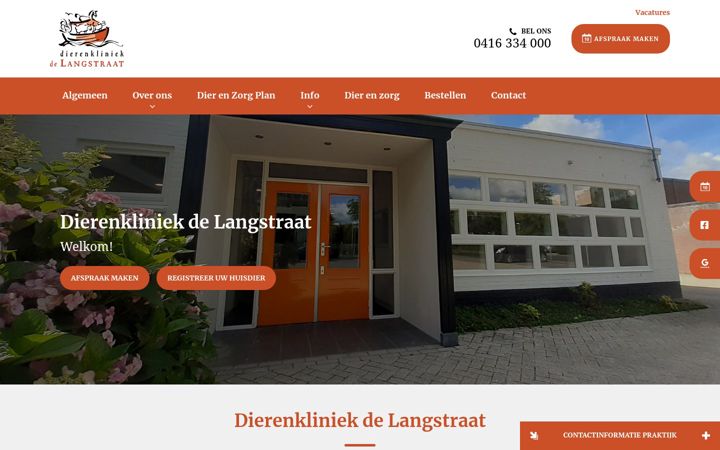 Screenshot of dierenkliniekdelangstraat.nl