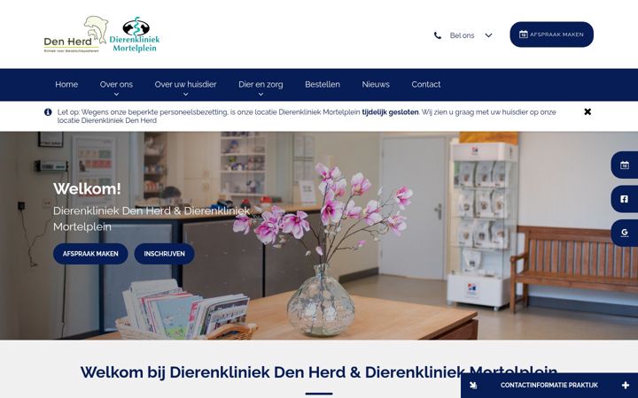 Screenshot of dierenkliniekdenherd.nl