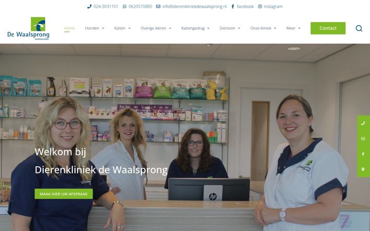 Screenshot of dierenkliniekdewaalsprong.nl