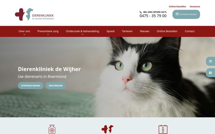 Screenshot of dierenkliniekdewijher.nl