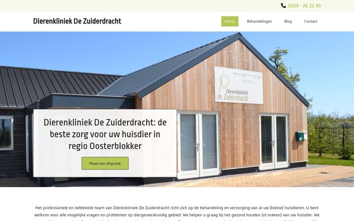 Screenshot of dierenkliniekdezuiderdracht.nl