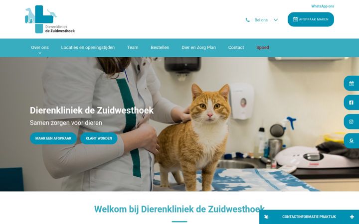 Screenshot of dierenkliniekdezuidwesthoek.nl