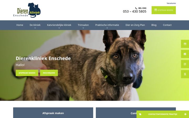Screenshot of dierenkliniekenschede.nl