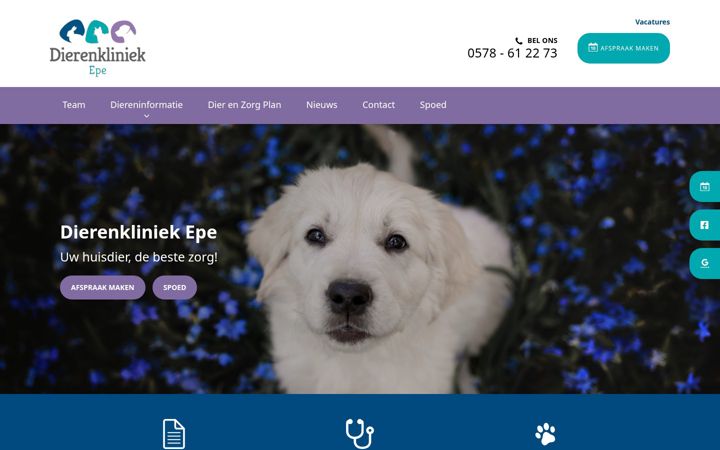 Screenshot of dierenkliniekepe.nl