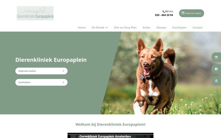 Screenshot of dierenkliniekeuropaplein.nl