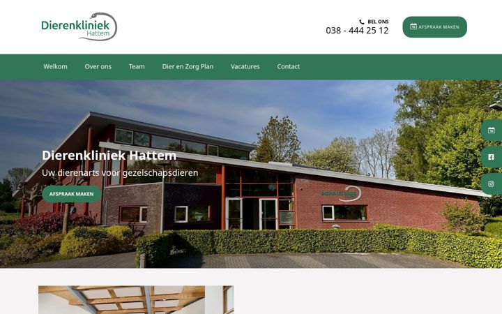 Screenshot of dierenkliniekhattem.nl