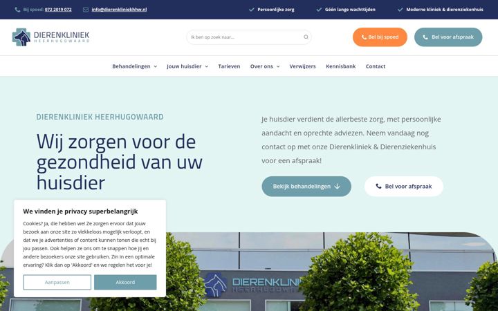 Screenshot ta' dierenkliniekhhw.nl