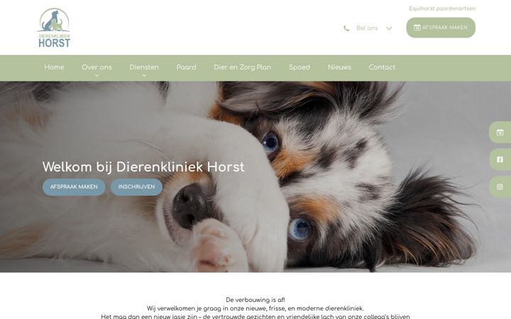 Screenshot ta' dierenkliniekhorst.nl
