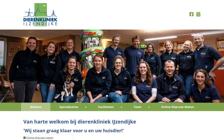 Screenshot ta' dierenkliniekijzendijke.nl