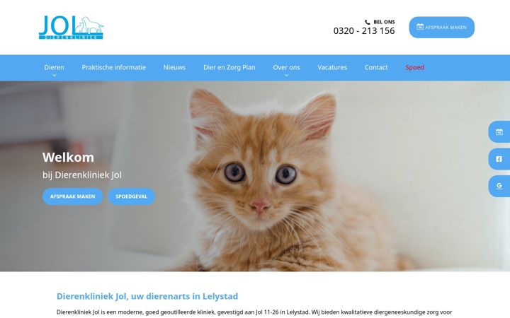 Screenshot ta' dierenkliniekjol.nl