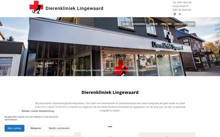 Screenshot ta' dierenklinieklingewaard.nl