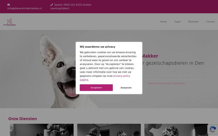 Posnetek zaslona dierenkliniekmakker.nl