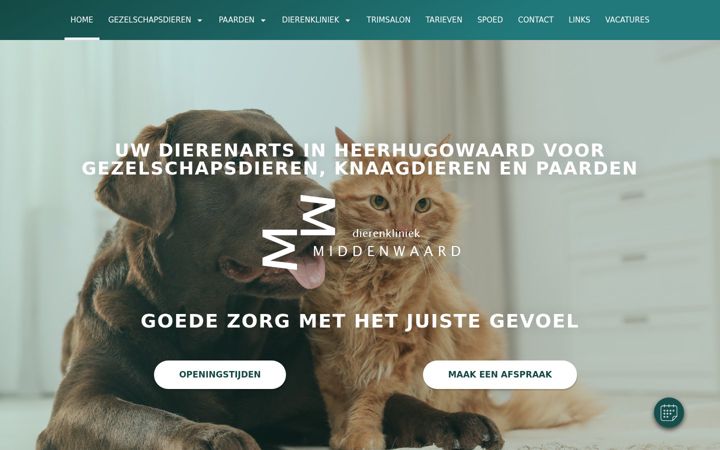 Screenshot ta' dierenkliniekmiddenwaard.nl