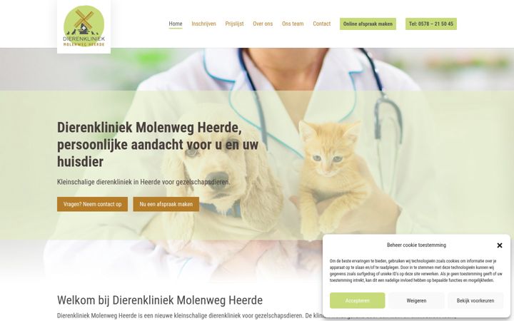 Screenshot ta' dierenkliniekmolenweg.nl