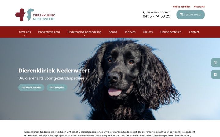 Screenshot ta' dierenklinieknederweert.nl