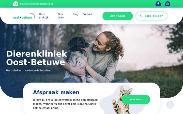 Screenshot ta' dierenkliniekoostbetuwe.nl