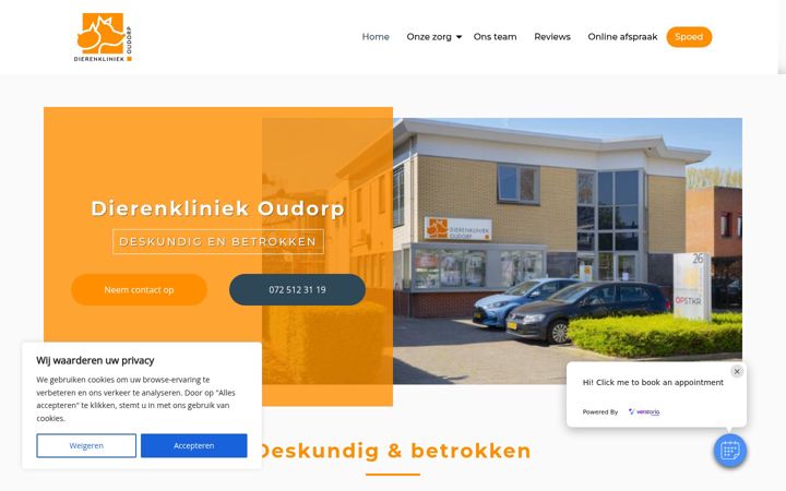 Posnetek zaslona dierenkliniekoudorp.nl