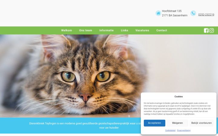 Posnetek zaslona dierenkliniekteylingen.nl