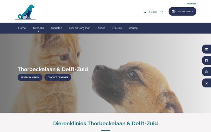 Posnetek zaslona dierenkliniekthorbeckelaan.nl