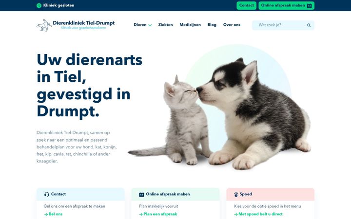 Posnetek zaslona dierenkliniektiel.nl
