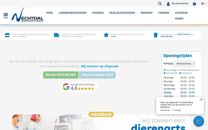 Captura de ecrã de dierenkliniekvechtdal.nl