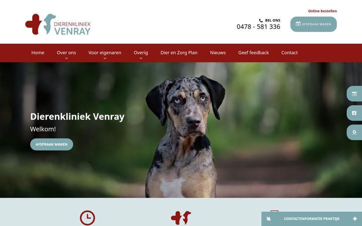 Posnetek zaslona dierenkliniekvenray.nl