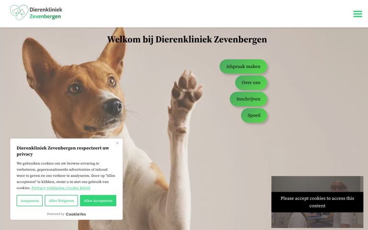 Captura de ecrã de dierenkliniekzevenbergen.nl
