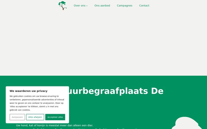 Captura de ecrã de dierennatuurbegraafplaats.nl