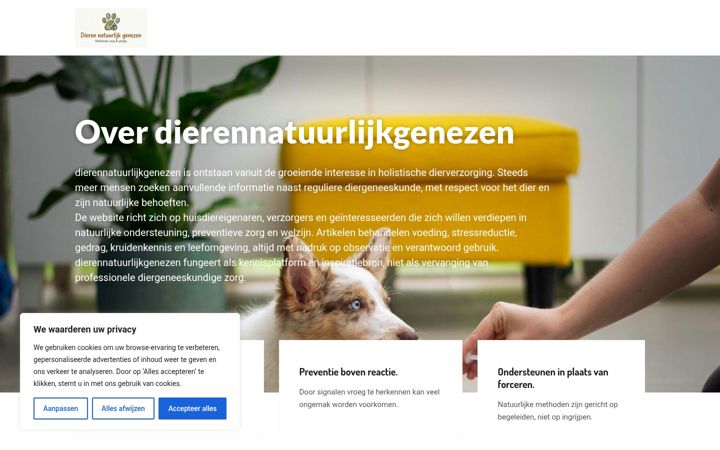 Captura de ecrã de dierennatuurlijkgenezen.nl
