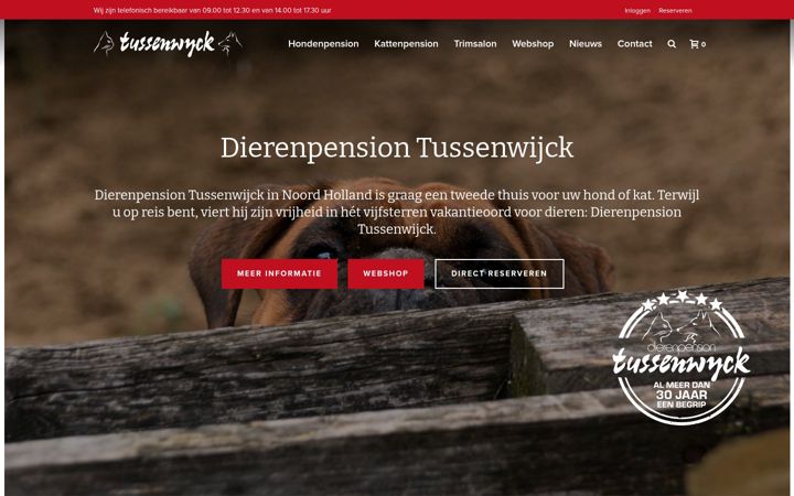 Ekrānuzņēmums no dierenpensiontussenwijck.nl