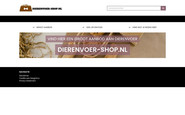 Ekrānuzņēmums no dierenvoer-shop.nl