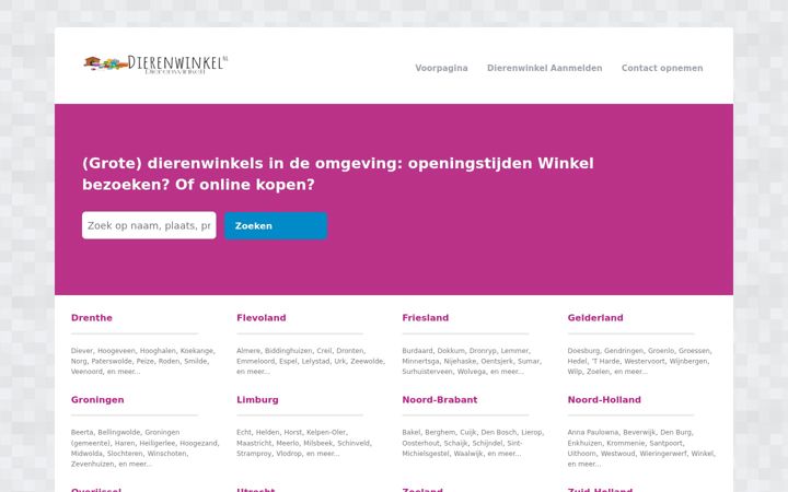 Ekrānuzņēmums no dierenwinkel1.nl