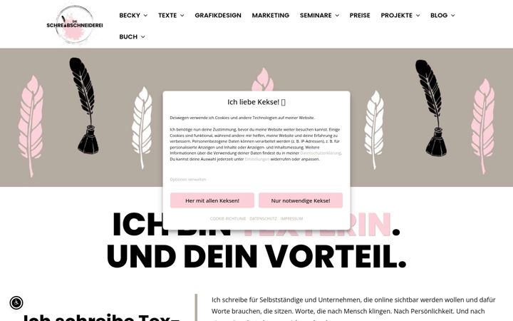 Екранна снимка на dieschreibschneiderei.de