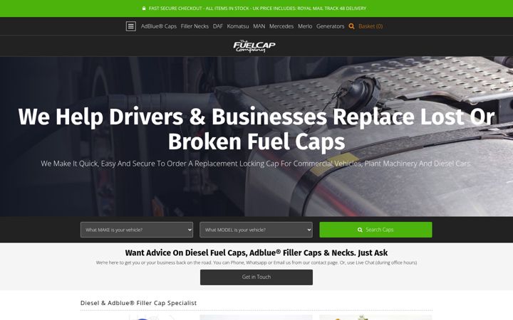 Екранна снимка на dieselcaps.co.uk