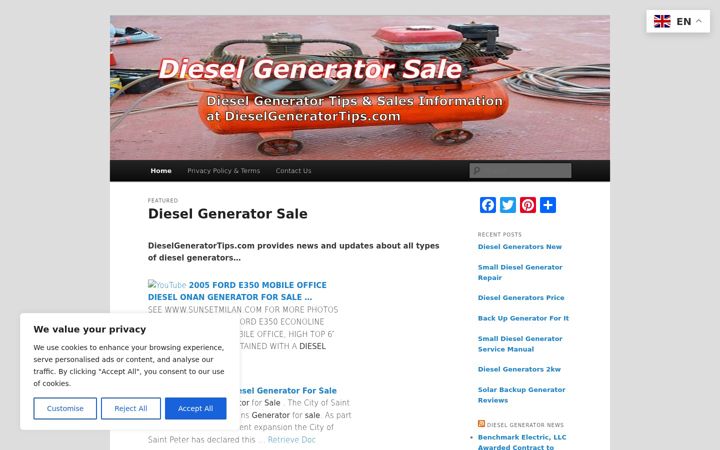 Screenshot of dieselgeneratortips.com