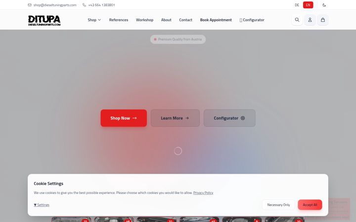 Screenshot of dieseltuningparts.com