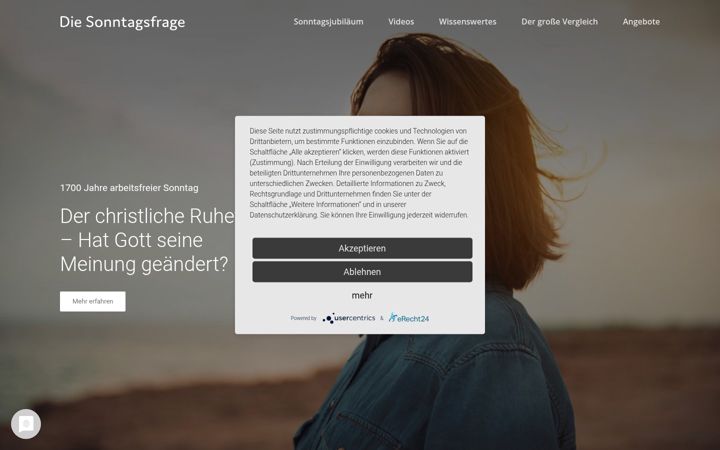 Screenshot von diesonntagsfrage.info