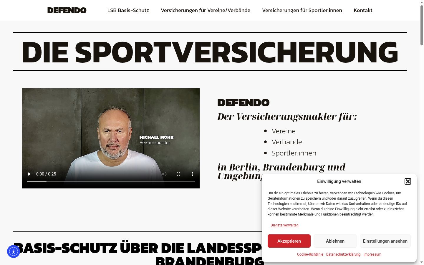 Screenshot del banner di consenso mostrato prima di qualsiasi interazione