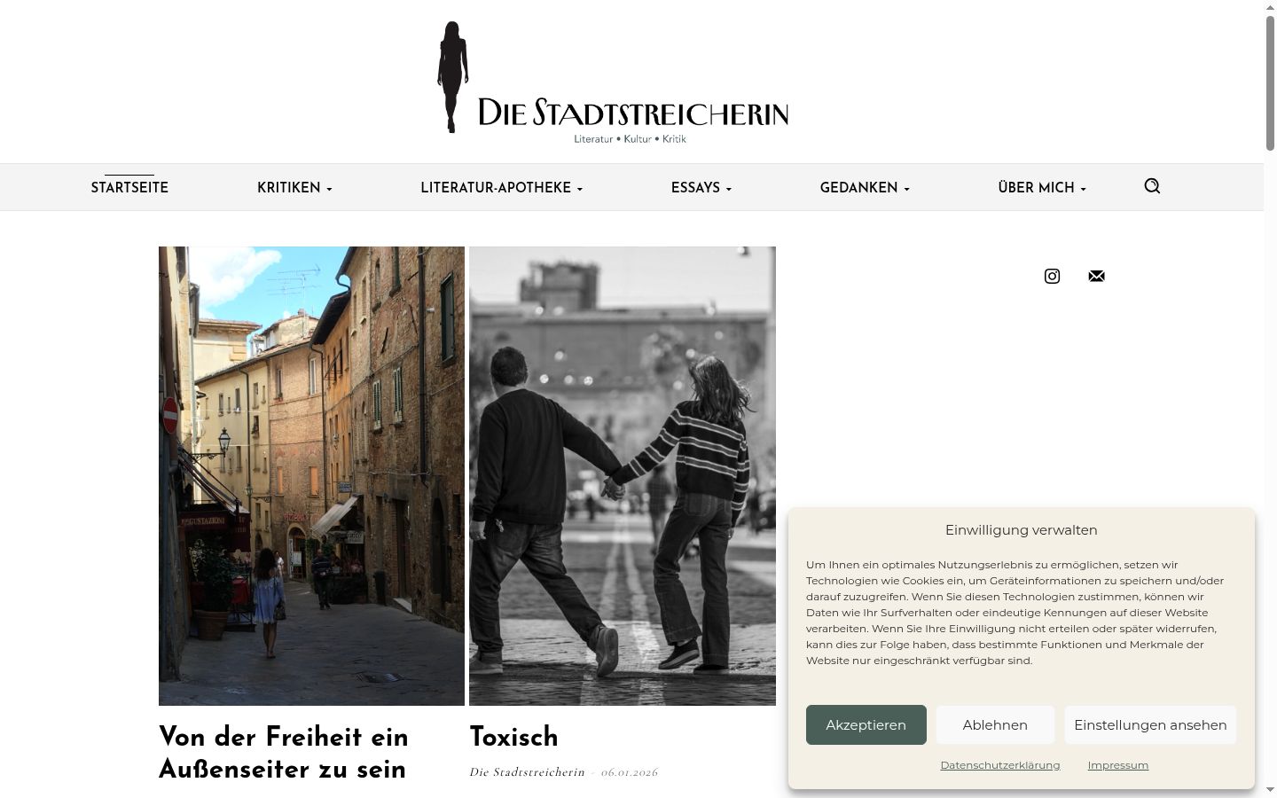 Screenshot del banner di consenso mostrato prima di qualsiasi interazione