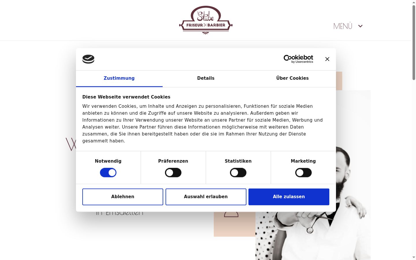 Screenshot del banner di consenso mostrato prima di qualsiasi interazione