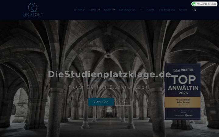 Skærmbillede af diestudienplatzklage.de