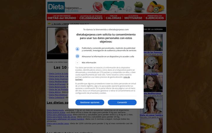 Screenshot of dietabajarpeso.com