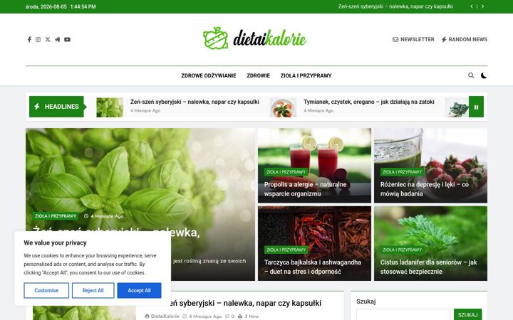 Zrzut ekranu dietaikalorie.pl