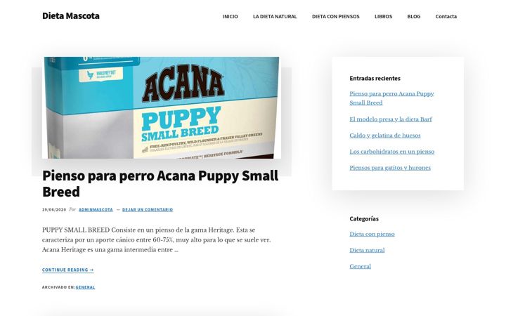 Screenshot of dietamascota.com