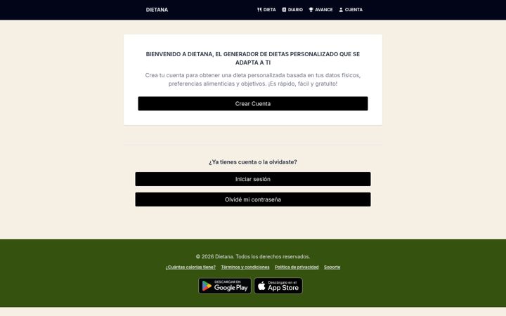 Screenshot of dietana.com