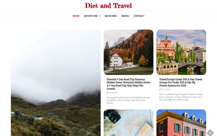 Screenshot von dietandtravel.info